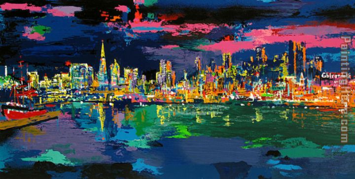 San francisco Evening painting - Leroy Neiman San francisco Evening art painting